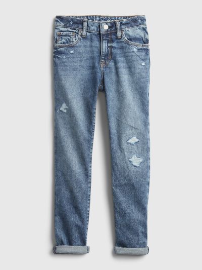 Μπλε Παιδικό Distressed Girlfriend Τζιν Παντελόνι με Τεχνική Washwell™-725709000