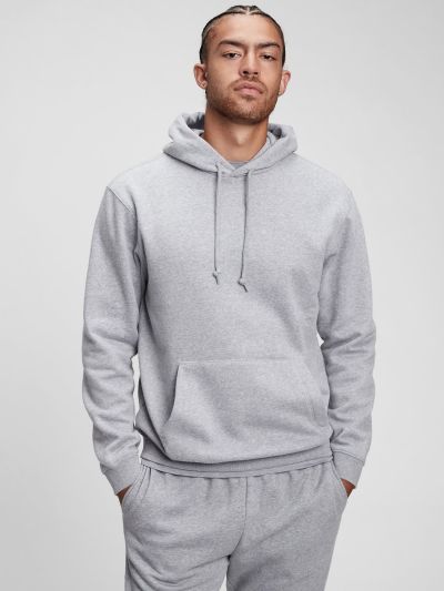 Γκρι Fleece Φούτερ με Κουκούλα-737296017