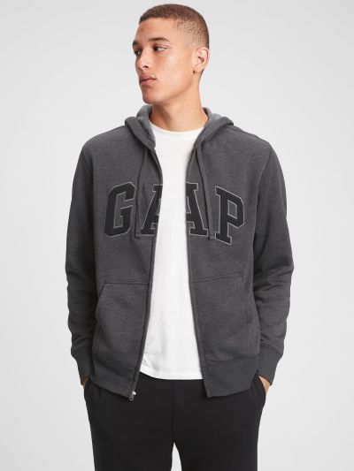 Γκρι Gap Logo Φούτερ Ζακέτα με Κουκούλα-218871080