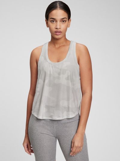 Άσπρη GapFit Breathe Racerback Tank Μπλούζα-803871002
