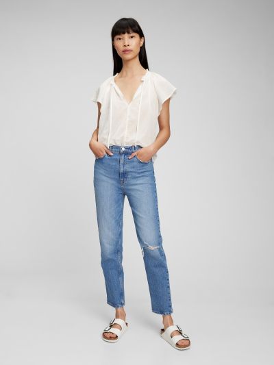 Άσπρο Tie-Front Flutter Sleeve Τοπ-815688002