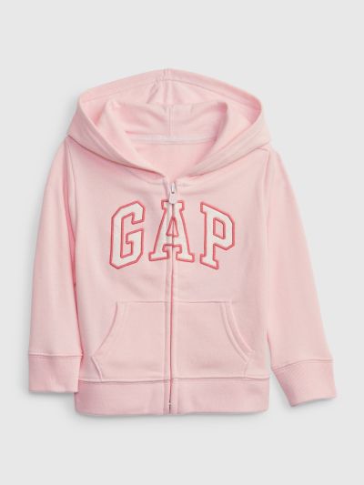 Ροζ babyGap Logo Zip Φούτερ-841821002