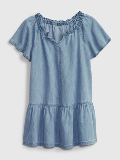 Μπλε ΝηπιακόTiered Denim Φόρεμα με Washwell-874372000