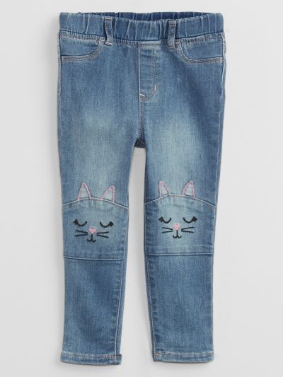 Γκρι Νηπιακό 3D Κεντημένο Jegging Παντελόνι με Washwell-825120000