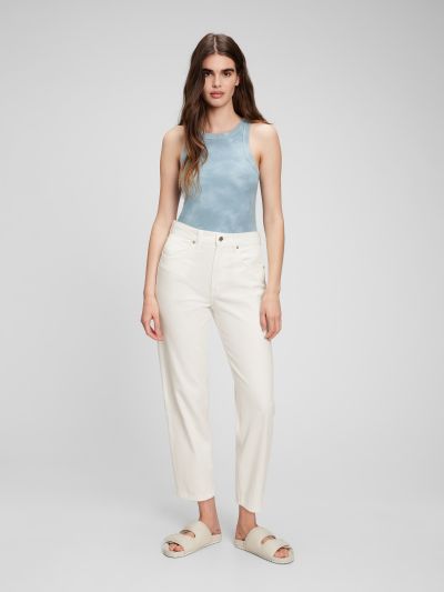 Άσπρο High Rise Barrel Jean Παντελόνι με Washwell-857478000