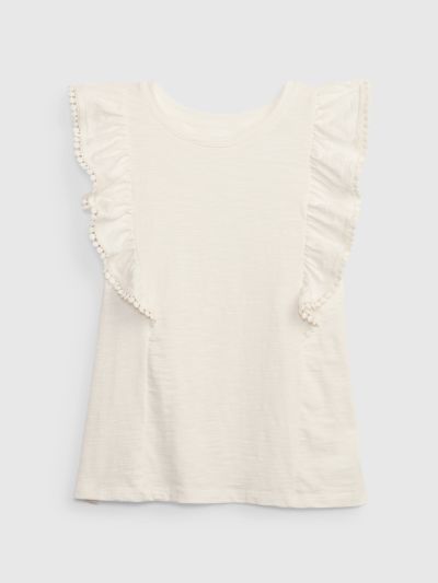 Άσπρη Παιδική Ruffle Top Μπλούζα-801241001