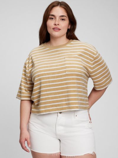 Καφέ Πετσετέ Boxy Cropped Μπλούζα-863599001