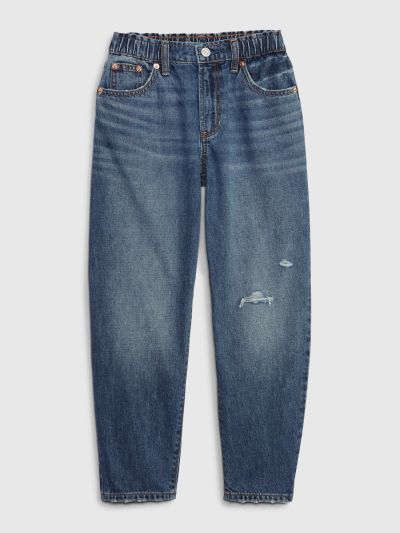Μπλε Παιδικό High Rise Barrel Jean Παντελόνι με Washwell-813605002
