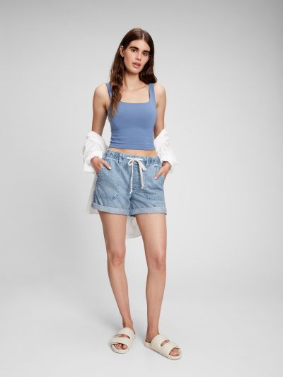 Μπλε Denim Pull-On Σορτς με Washwell-860295000