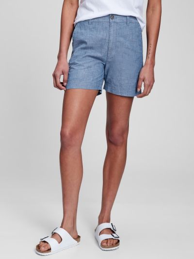 Μπλε 5" High Rise Chambray Σορτς-809242000
