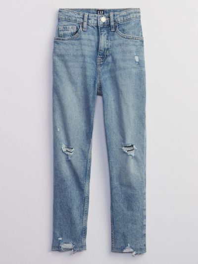 Μπλε Παιδικό High Rise Destructed Mom Jean Παντελόνι με Washwell-867331000
