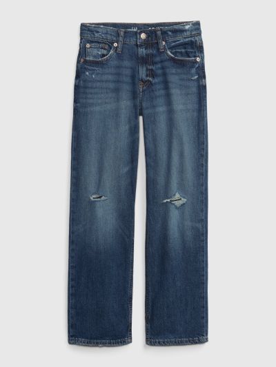 Μπλε Παιδικό Οργανικό Βαμβάκι High Rise '90s Loose Jean Παντελόνι με Washwell-405358001