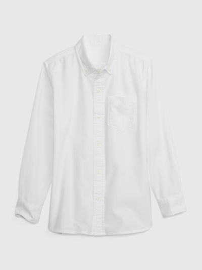 Άσπρο Παιδικό Οργανικό Βαμβάκι Uniform Oxford Πουκάμισο-426037000