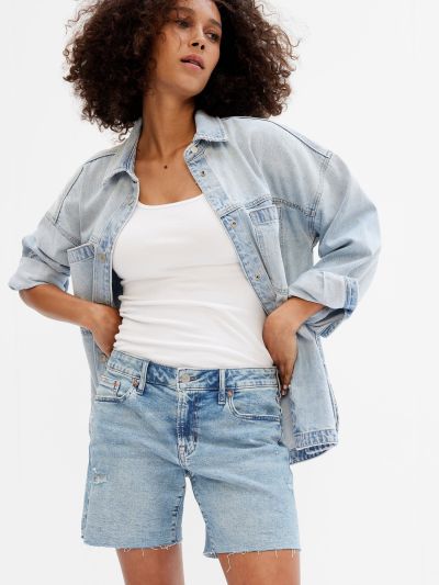 5in Mid Rise Distressed Denim Σορτς-817767000