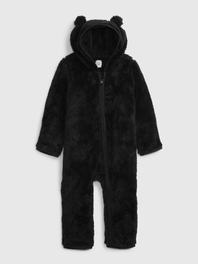 Μαύρο Βρεφικό Footless Sherpa Ολόσωμο Κορμάκι-428053001