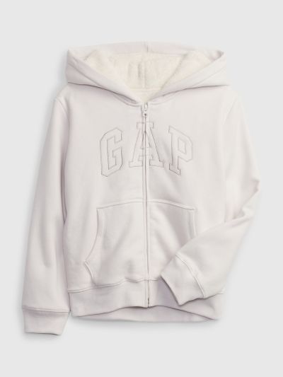 Μπεζ Παιδικό Gap Logo Cozy Sherpa-Lined Φούτερ-445089000