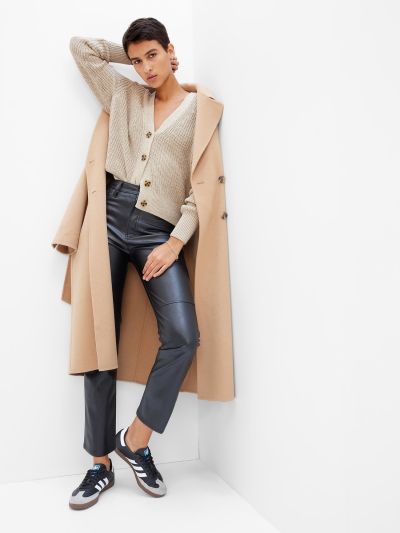 Μπεζ Classic Cotton Rib Ζακέτα-448757004