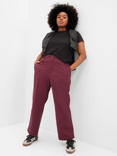 Μωβ High Rise Girlfriend Utility Khakis Παντελόνι με Washwell-852883001
