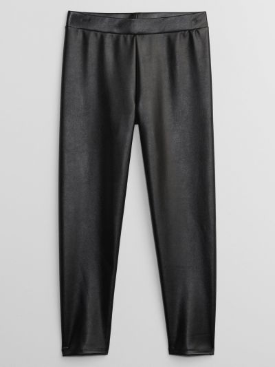 Μαύρο Παιδικό Συνθετικό-Δέρμα Legging Κολάν-452021000