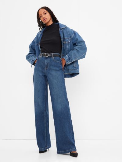 Μπλε High Rise Stride Wide-Leg Jean Παντελόνι-406725000