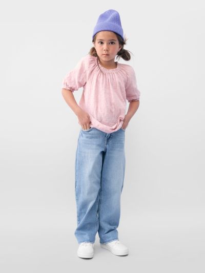 Μπλε Παιδικό Οργανικό Βαμβάκι High Rise '90s Loose Jean Παντελόνι με Washwell-405358000
