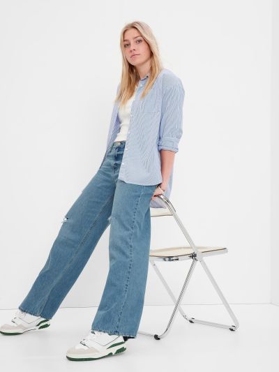 Μπλε Teen Wide Stride Jean Παντελόνι με Washwell-464151000