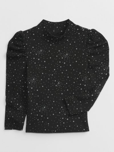Μαύρο babyGap Ribbed Print Mockneck Τοπ-478960000
