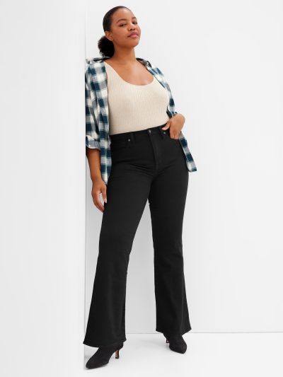 Μαύρο High Rise '70s Flare Jeans Παντελόνι με Washwell-447150000