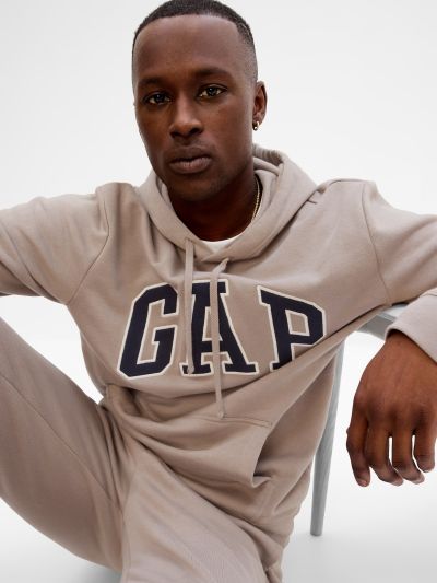 Καφέ Gap Logo Φούτερ με Κουκούλα-546844047