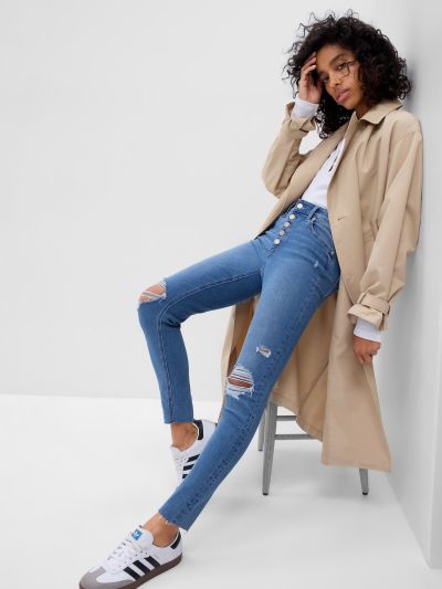 High Rise Destructed Jegging Παντελόνι με Washwell-764823000