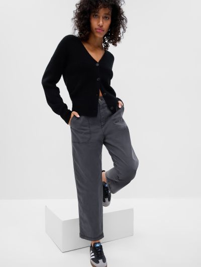 Μαύρο High Rise Girlfriend Utility Khakis Παντελόνι με Washwell-809212007