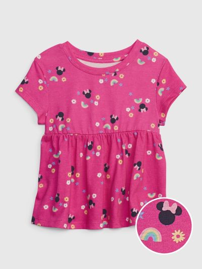Ροζ BabyGap | Disney 100% Οργανικό Βαμβάκι Mix and Match Minnie Mouse Peplum Top-601907000