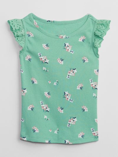 Πράσινο babyGap Ribbed Print Eyelet Tank Τοπ-556761000