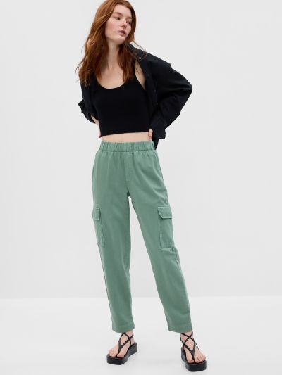 Mid Rise Twill Cargo Pants-541219000