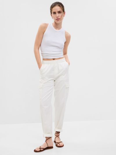 Mid Rise Twill Cargo Pants-541219001
