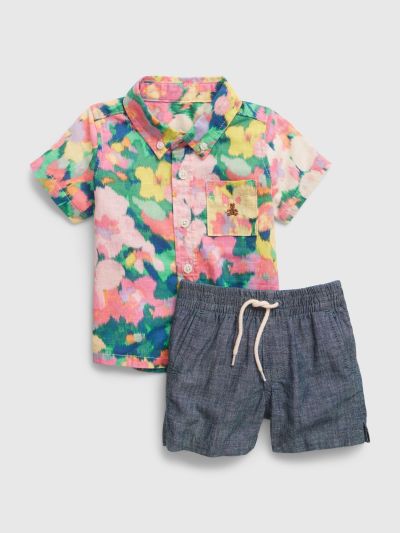 Multi Βρεφικό Linen-Cotton Two-Piece Σύνολο Σετ-599770000
