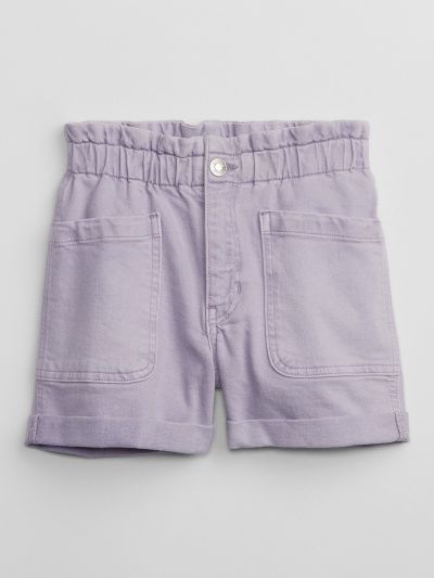 Multi Παιδικό High Rise Paperbag Mom Jean Σορτς με Washwell-594037000