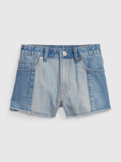 Μπλε Παιδικό High Rise Patchwork Shortie Σορτς με Washwell-601050000