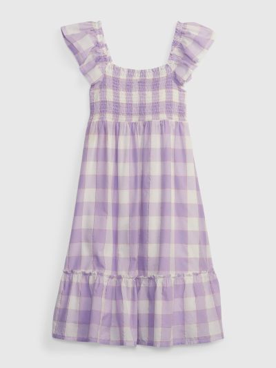 Μωβ Παιδικό Shiny Smocked Midi Φόρεμα-601061002