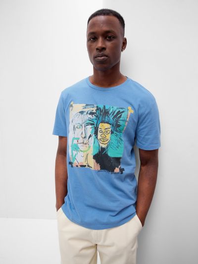 Μπλε Jean-Michel Basquiat Graphic Μπλούζα-599167000