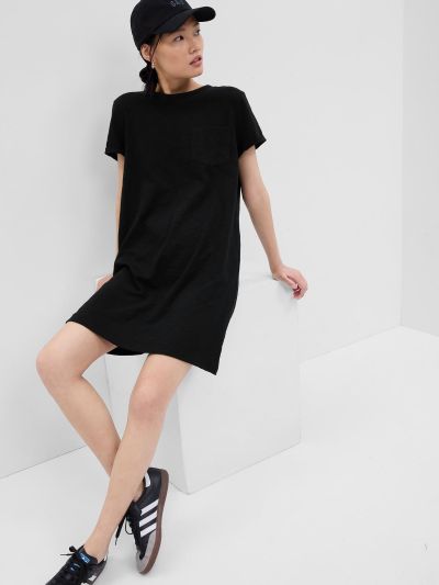 Μαύρο Pocket T-Shirt Φόρεμα-584494002