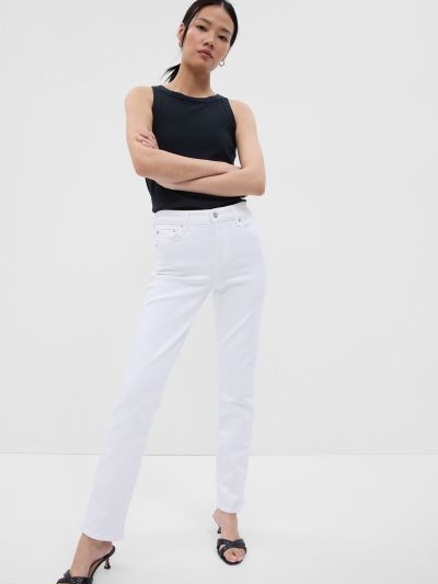 Άσπρο Mid Rise Classic Straight Jeans with Washwell-544471000