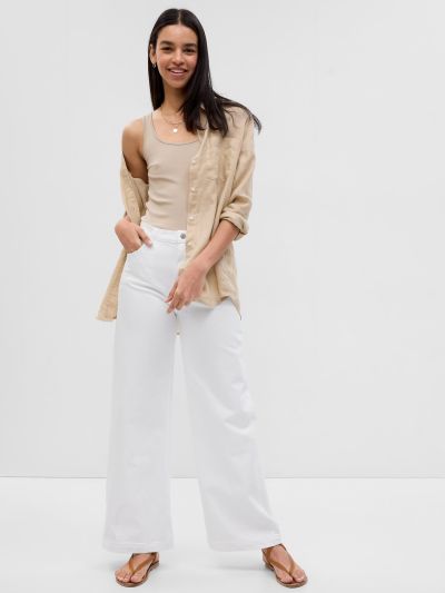 Μπεζ High Rise Stride Ankle Jean Παντελόνι με Washwell-570897000