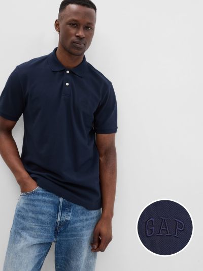 Μπλε Gap Logo Pique Polo Μπλούζα-586306006