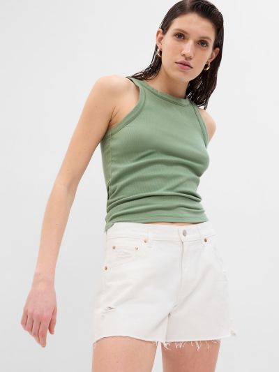 Πράσινο Rib Halter Αμάνικο Τοπ-540641007
