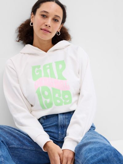 Άσπρο Vintage Soft Capsule Logo Boyfriend Φούτερ-616948002