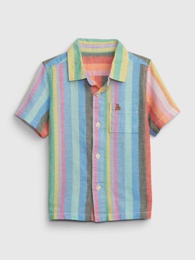 Multi Νηπιακό Linen-Cotton Stripe Oxford Πουκάμισο-592069000