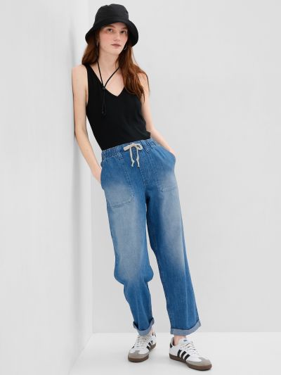 Μπλε Mid Rise Easy Pull-On Τζιν Παντελόνι-660034000