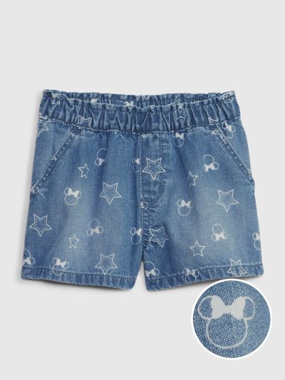 Μπλε babyGap | Disney Minnie Mouse Denim Pull-On Σορτς με Washwell-659146000