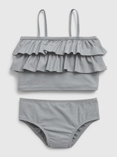 Γκρι Νηπιακό Metallic Ruffle Μαγιό Μπικίνι-641398000
